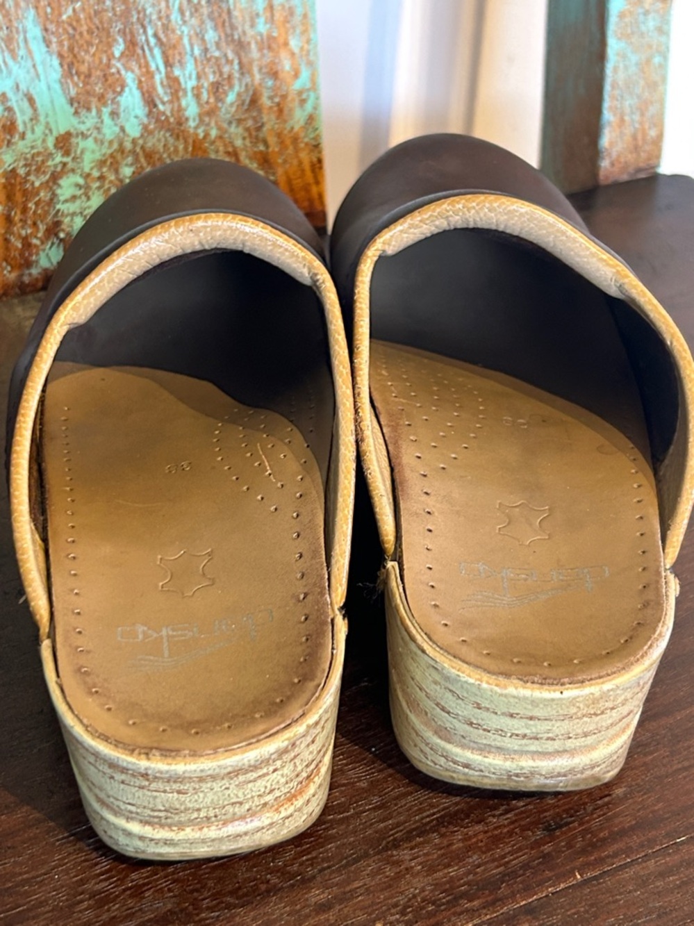Dansko Sonja Brown Oiled Leather Open Clogs - Picture 4 of 8